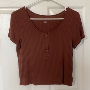 American eagle partial button down top